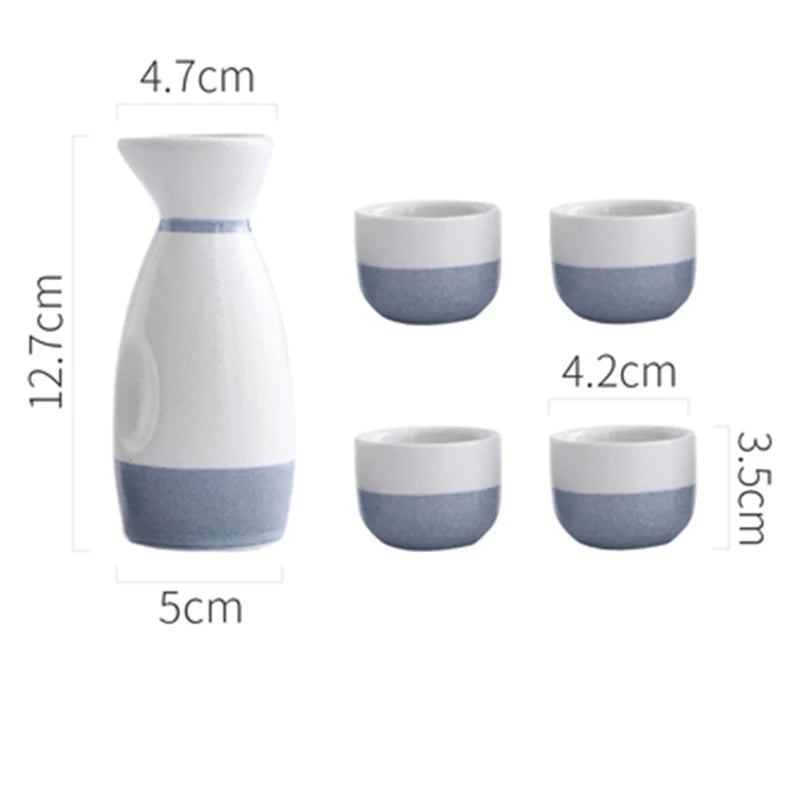 3/5Pcs Vintage Japanese Sake Set Ceramic Flagon Liquor Cup Hip Flasks Home Bar Sake White Wine Pot Creative Drinkware Gifts