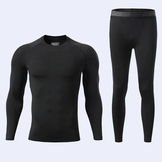 Tight Sport Sets Men Thermal Underwear Soccer Jersey Compression Gym Bodybuilding Suit Quick Dry Male Running Clothes