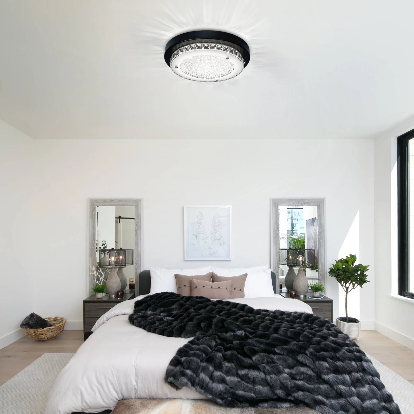 Crystal Flush Mount Ceiling Light Glittery K9 crystal ceiling light fixture Modern LED Crystal Ceiling Light