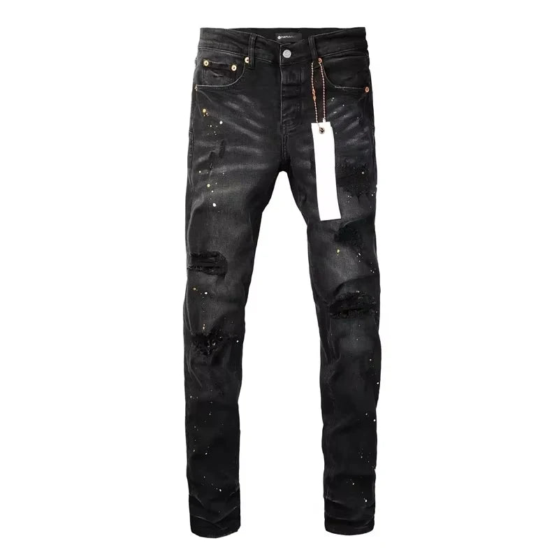 Men Jeans American High Street Black Pleated Basic Model New Fashion Trend High Quality Jeans
