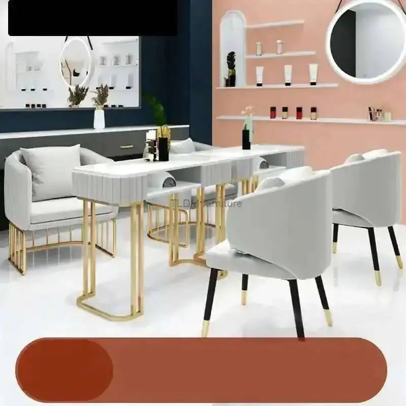 Nordic Slate light Tables Professional Nail luxury Double Manicure Table Salon Furniture beauty salon Manicure Table Chair Set Z