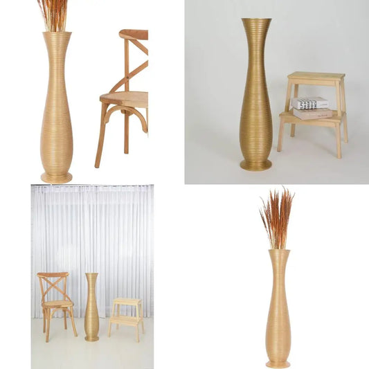 Large Wooden Floor Vase for Home Decor - 34 Tall Farmhouse Style, Ideal for Displaying Fake Plants and Pampas Grass