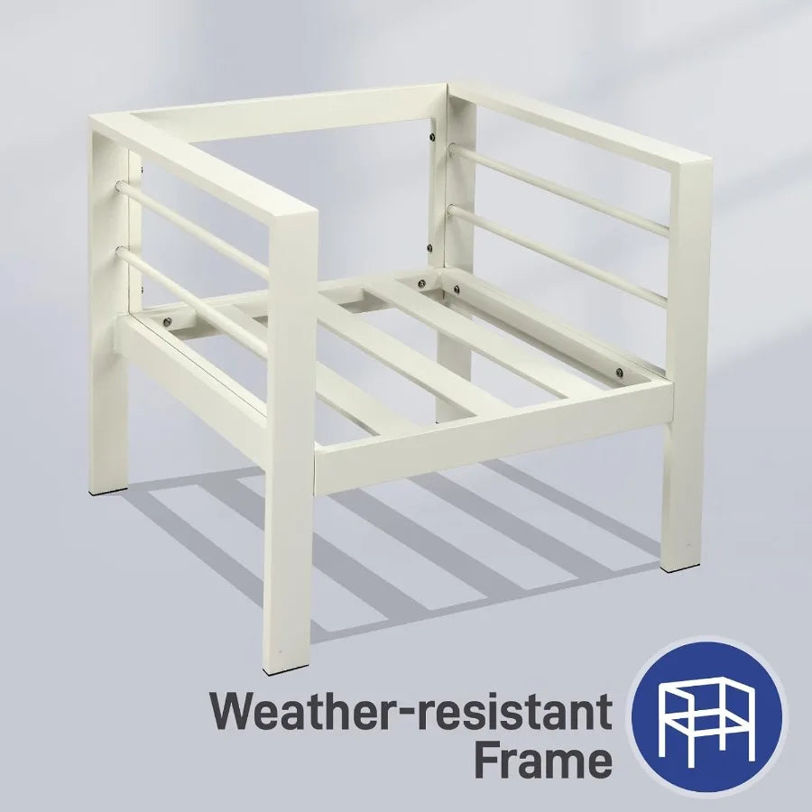 Outvita Aluminum Patio Furniture Set 4 Seats Outdoor Sectiol with Washable Thick Cushions Coffee Table Patio Conversation Sets