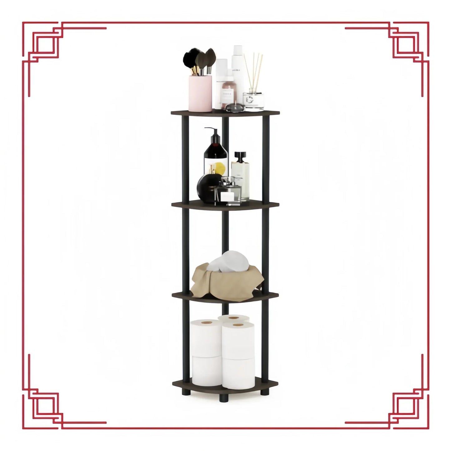 4-Tier Corner Shelf Organizer, Multifunctional Storage Rack for Kitchen Bathroom Pantry