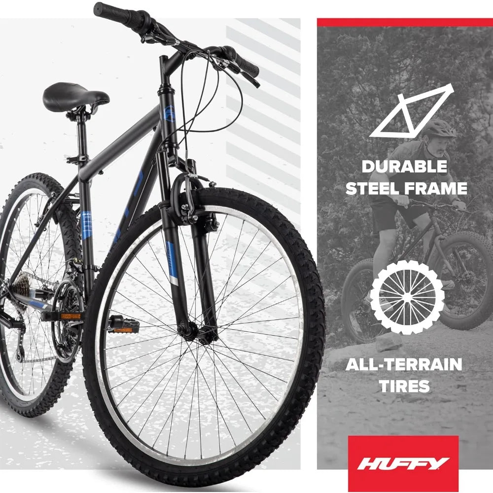 Rugged Dual-Gender Mountain Bike with 20, 24, or 26 Inch Wheels, 6 or 21 Speed Shimano Shifting, Front Suspension