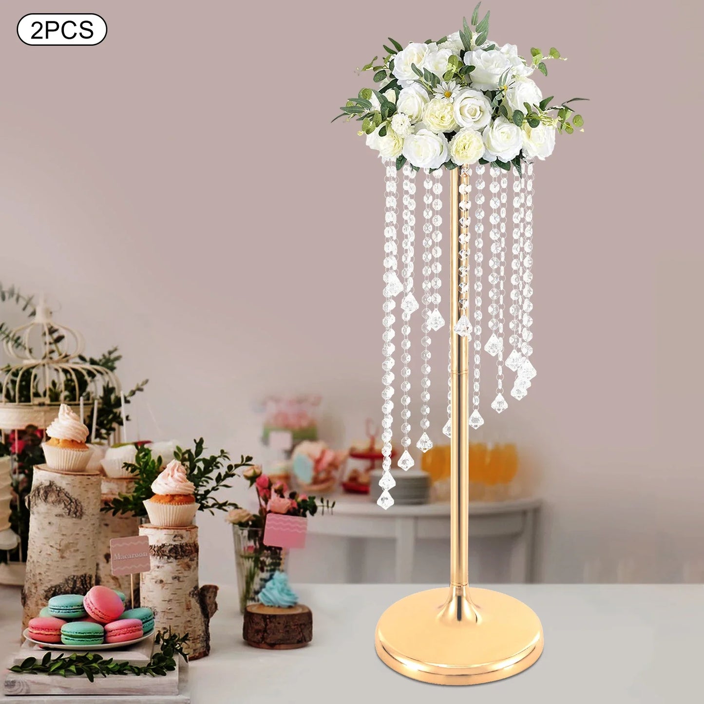 2 Pcs Large Flower Vase Table Desk Decor Wedding Home Decor Wedding Centerpieces Gold Vases 70cm Tall