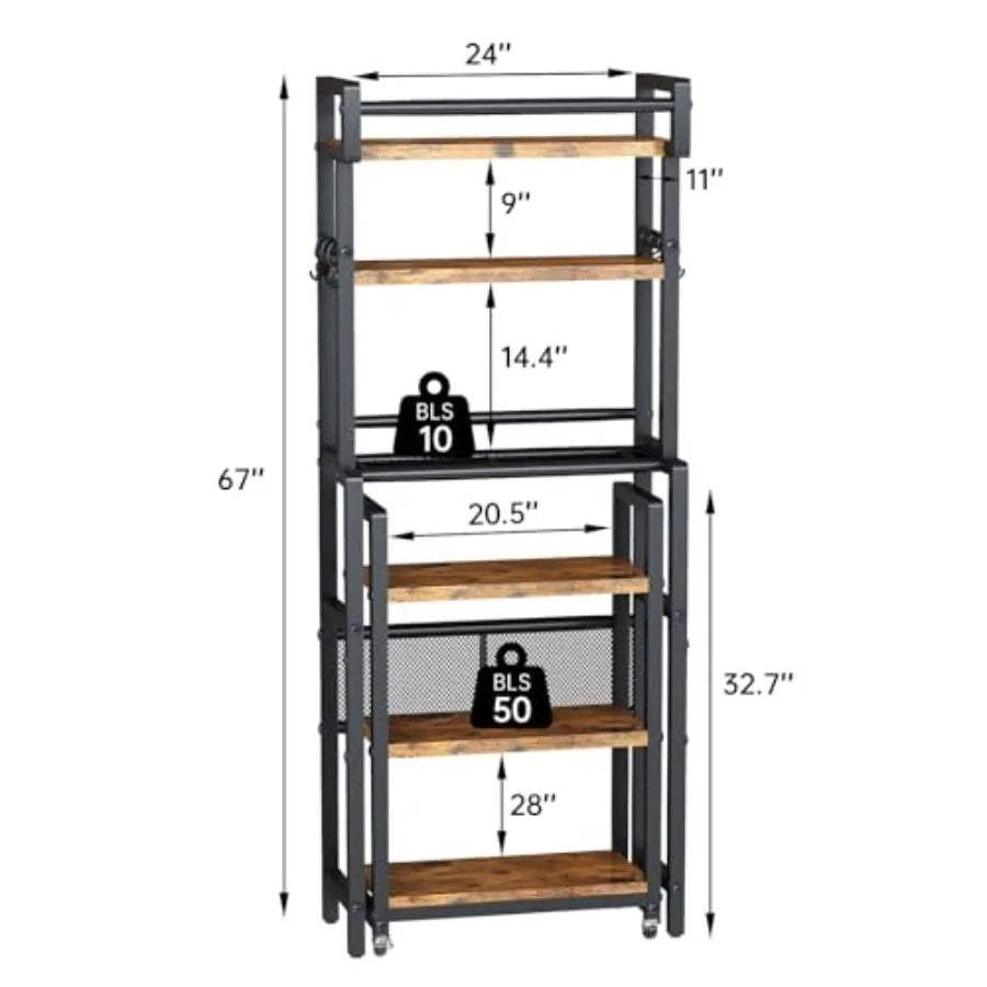 6Tier Over The Toilet Rack with Storage Cart Farmhouse Bathroom Organizer Shelves Over Toilet Freestanding Space Saver Toilet S