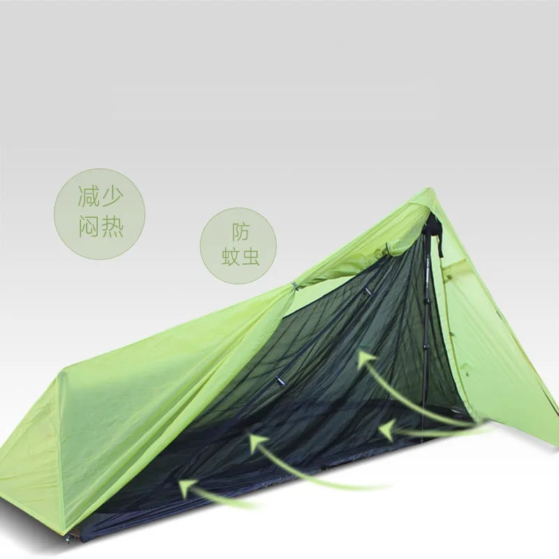 Outdoor Ultralight 800g One Person Camping Tent Ultralight 15D Silicone Coated Rainproof Camping Tent Shelter (No Pole)