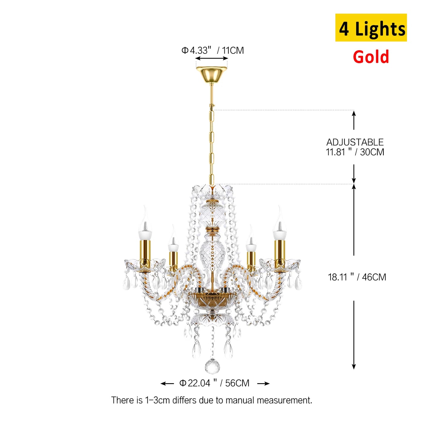 4 Arms Crystal Chandelier Pendant Light Transparent Cognac Gold LED Luxury Lamp Dining Living Room Decoration Lighting