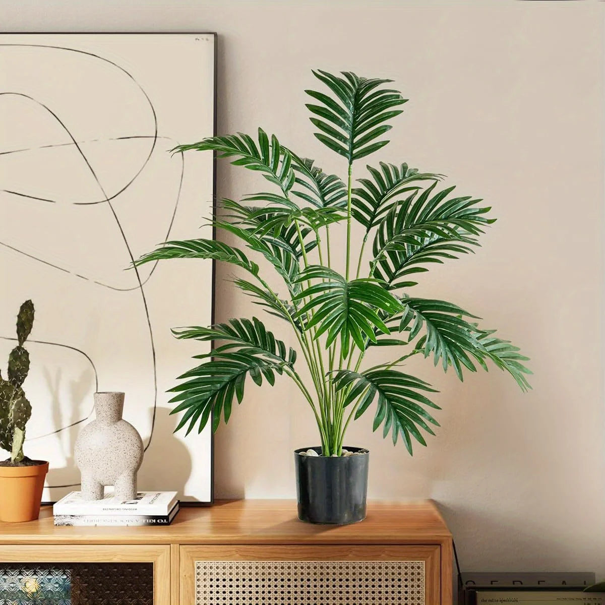 110CM 18Leaves Large Artificial Palm Tree Tropical Fake Plant Green Plastic Palm Leaf Branches Suitable for Home Garden Deco