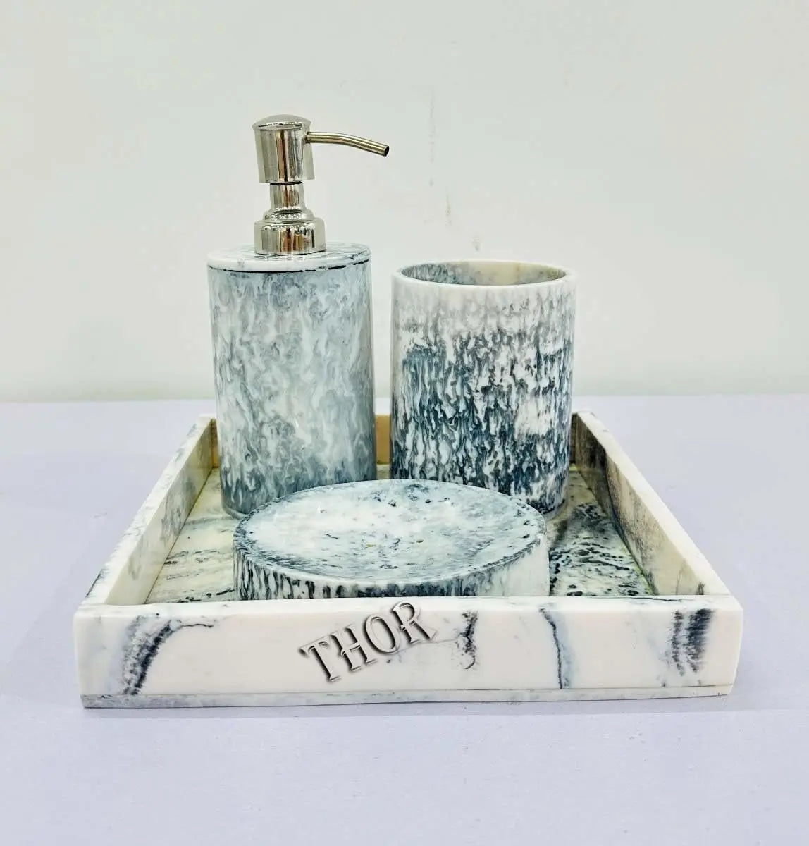Vanity Countertop Accessory Set with Bathroom Toothbrush Holder Set Soap Dispenser Tumbler Soap Dish for Bathroom Home Decor