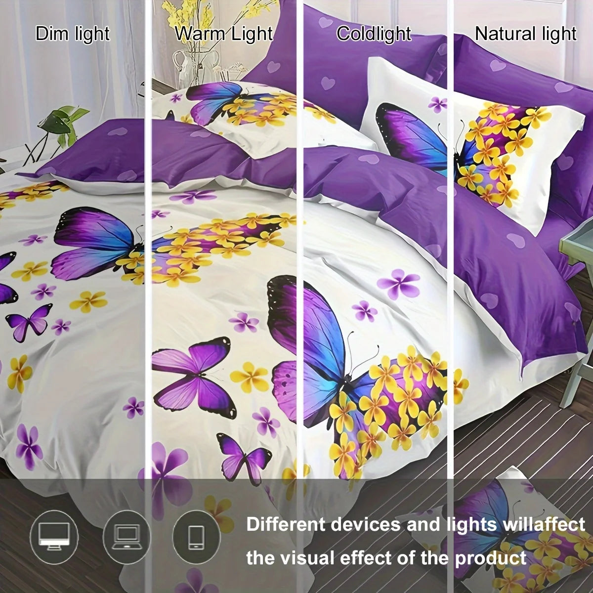 3pcs  Flower Duvet Cover Set - Soft and Comfortable Bedding for Bedroom and Guest Room - Includes 1 Duvet Cover and 2 Pillowcase