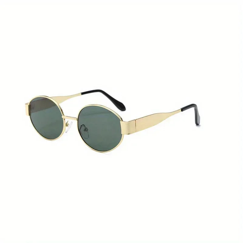 New Oval Sunglasses for Women Men Trendy Metal Frame Sun Glasses Classic Shades