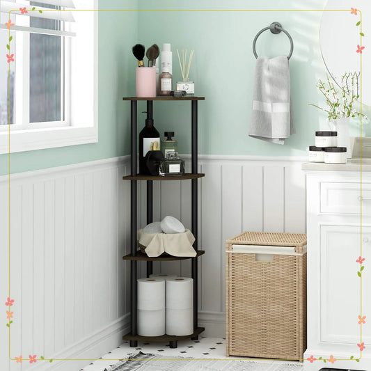4-Tier Corner Shelf Organizer, Multifunctional Storage Rack for Kitchen Bathroom Pantry