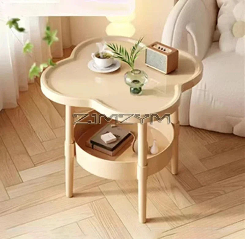 Small tea table, with leg seat, casual white, save space, very suitable for dormitory, living room, bedroom