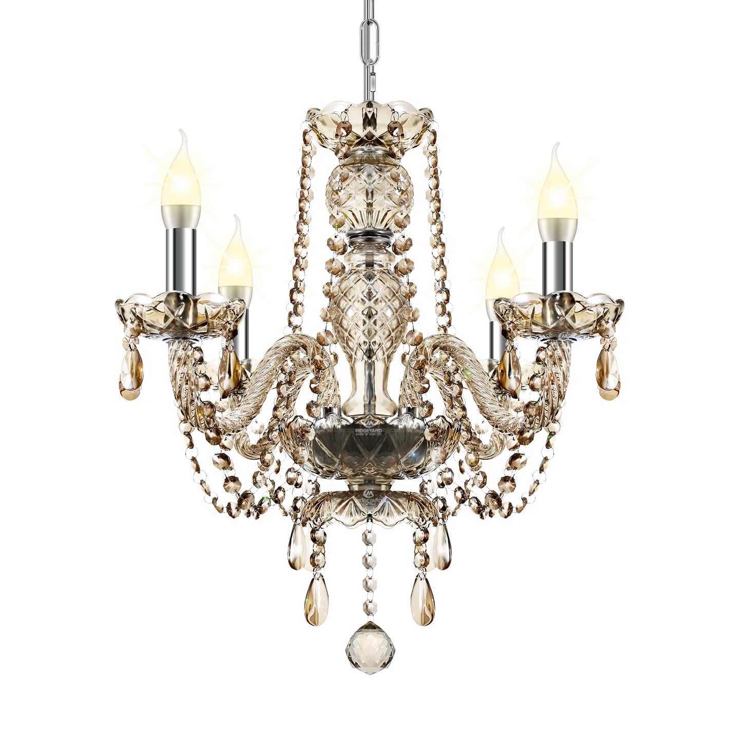 4 Arms Crystal Chandelier Pendant Light Transparent Cognac Gold LED Luxury Lamp Dining Living Room Decoration Lighting