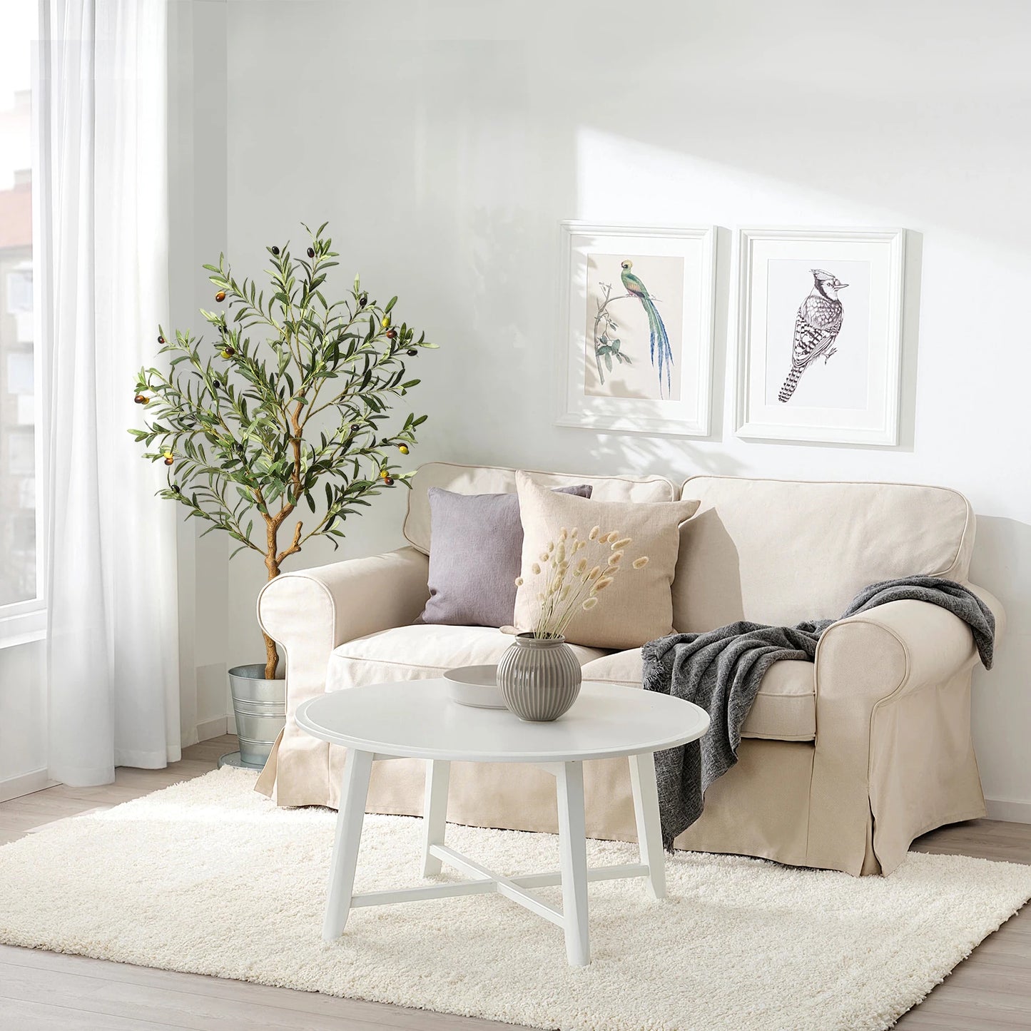 4.25ft/5ft/6ft Artificial Olive Tree, Tall Faux Silk Olive Trees, For Home Office Living Room Decor, Indoor Fake Potted Tree