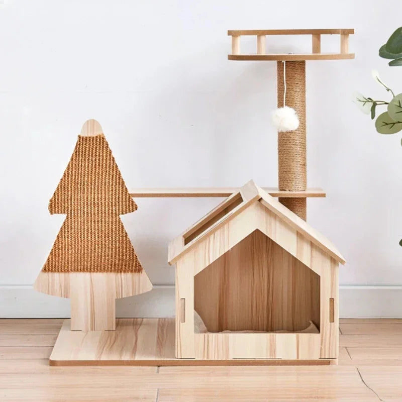 Adjustable Multi-Level Floor To Ceiling Cat Tower Cats Condo Pet Products with Scratching Post Hammock Cat Tree House Sisal Rope
