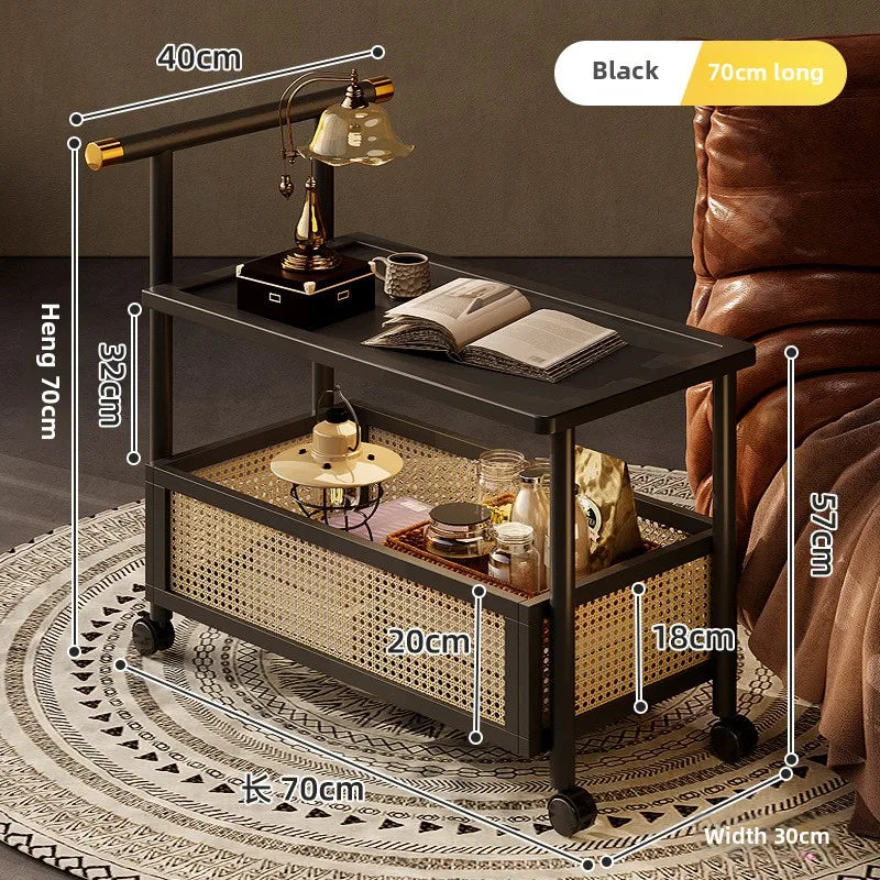 Sofa side table, antique style tea table, mobile tea table, small push table, solid wood tea cart