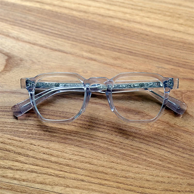 Japanese Handmade Men's Transparent Large Frames Luxury Designer Vintage Glasses Square Acetate Myopia Reading Eyeglasses