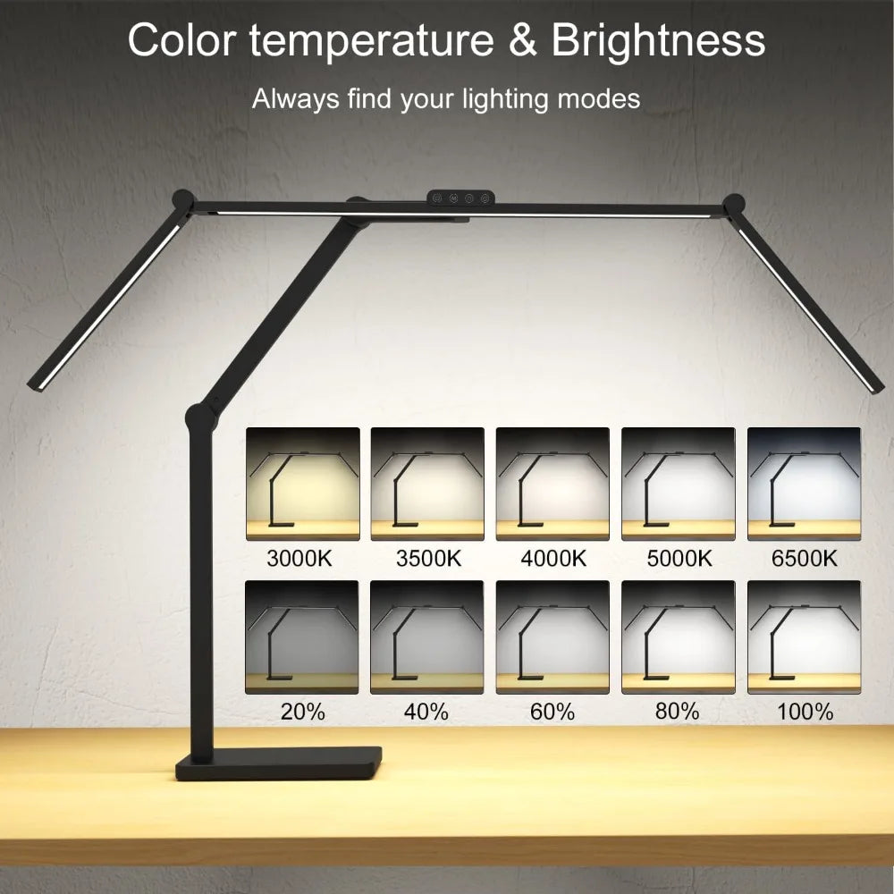 Ultra Bright 36W 3000LM Desk Lamp with Base, 47.4 Inches Wide Tall, Dimmable Overhead Lighting for Home Office