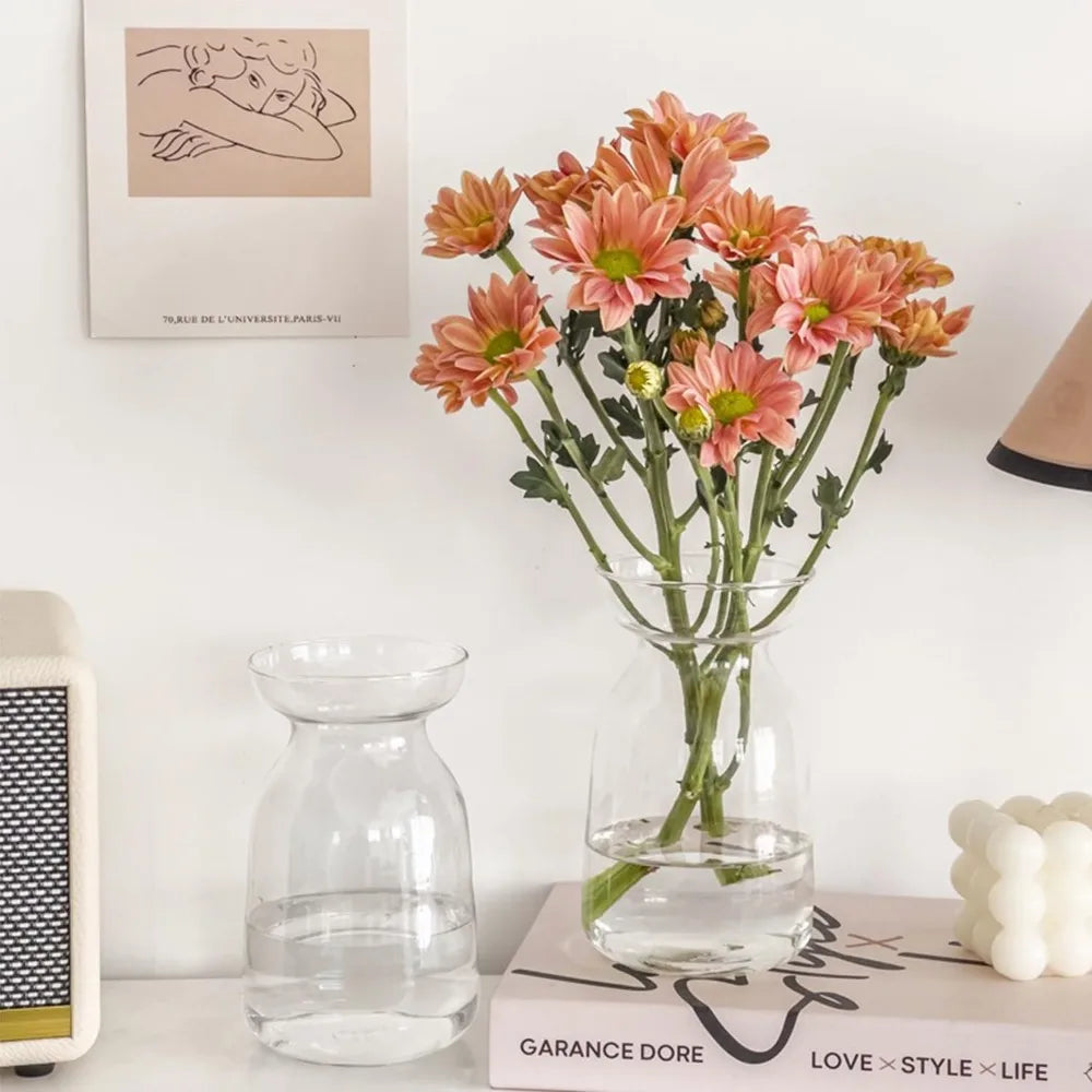 glass vases for decor, modern decorative flower vase centerpieces table home indoor desk decor living room, kitchen, office wed