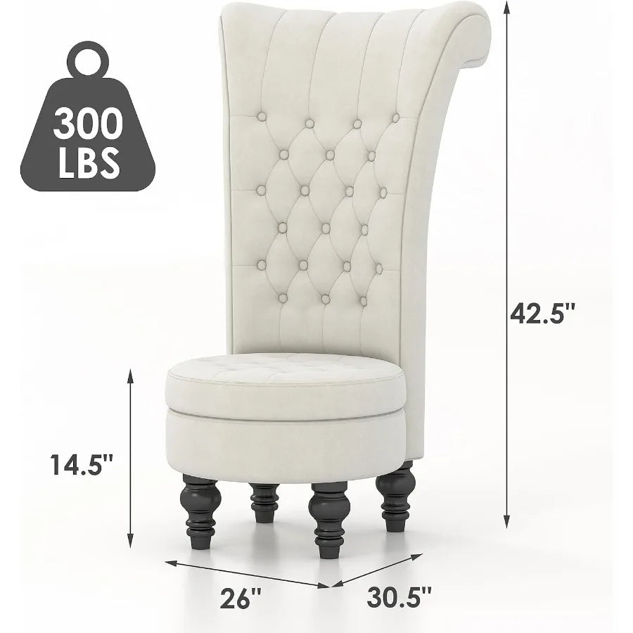 Dutch Velvet High Back Chair Living Room Furniture Royal Accent Seat Throne Chairs Simply Elegant Style for Living Room Bedroom