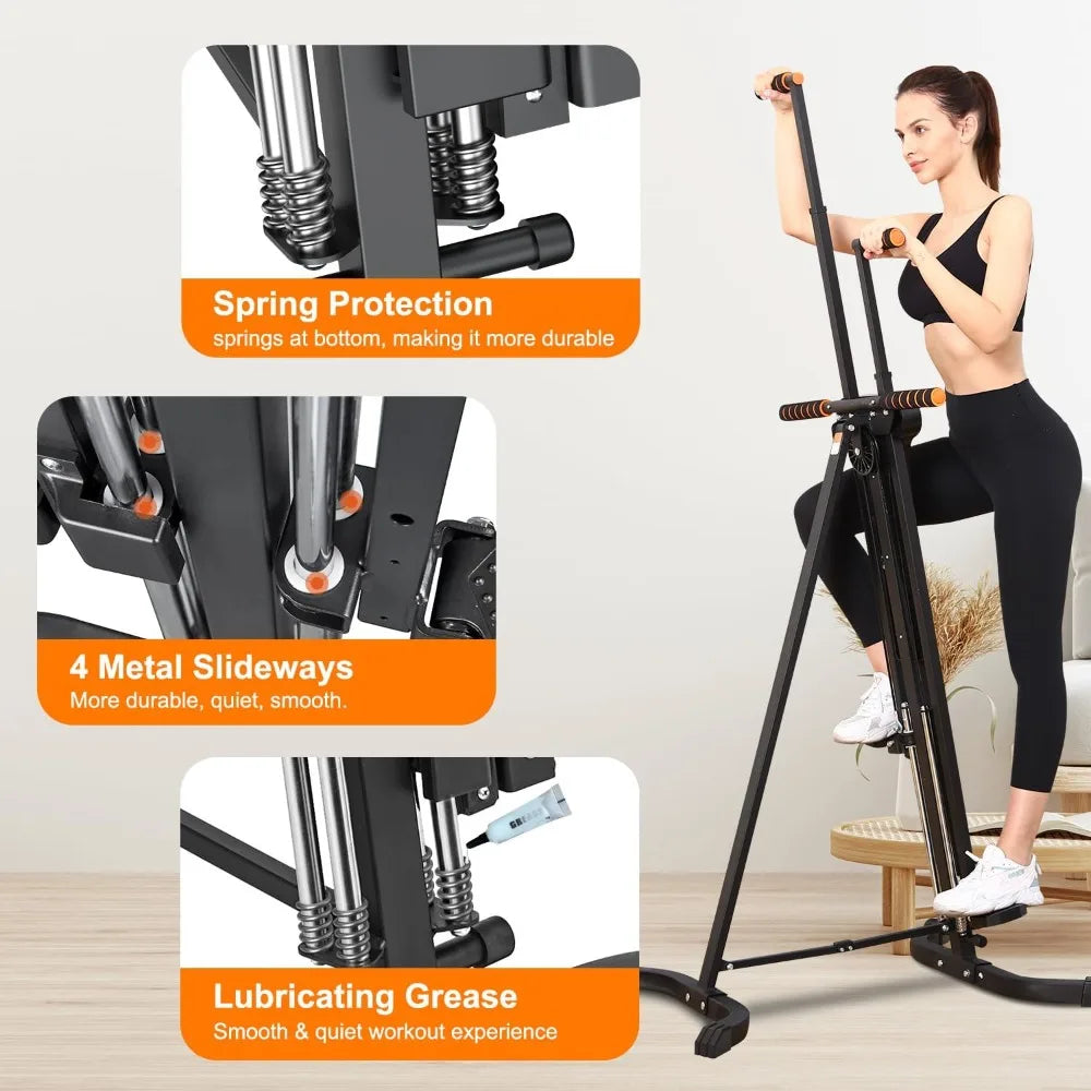vertical climber exercise machine for home gym with 4 metal guide rails folding exercise climber cardio workout machine 5-level