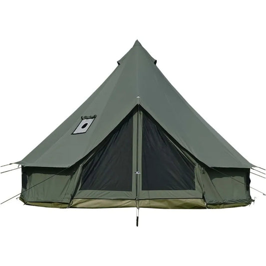 Cotton Canvas Bell Tent with Stove Jack Roomy Yurt for Family Glamping Camping 4 Season Tent with Zipped Removable Floor