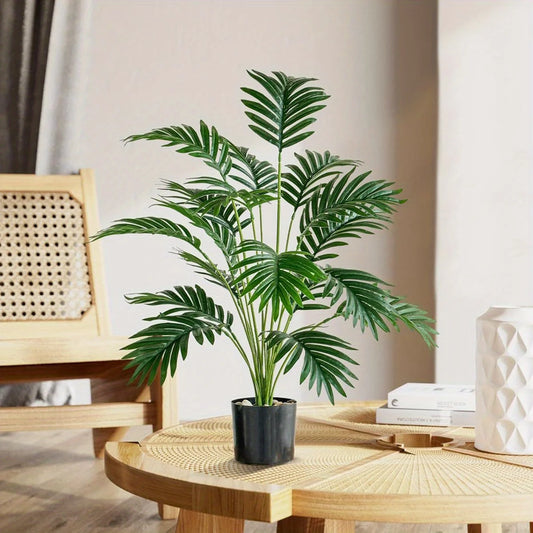 110CM 18Leaves Large Artificial Palm Tree Tropical Fake Plant Green Plastic Palm Leaf Branches Suitable for Home Garden Deco