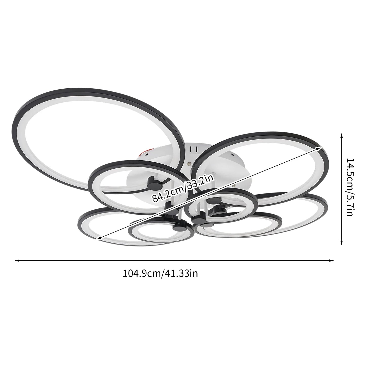 Modern LED Ceiling Light Fixture w/ Remote Control, Clear Acrylic Shade, Semi Flush Mount Ceiling Light Chandelier 8 Head