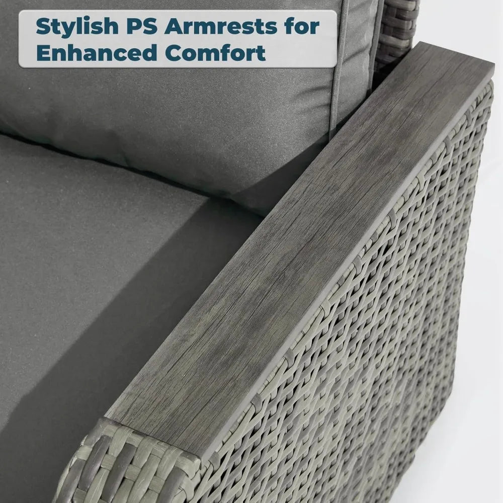 3 Piece Patio Set, Outdoor Swivel Chair, Wicker Patio Bistro Set with Side Table for Garden, Porch, Backyard