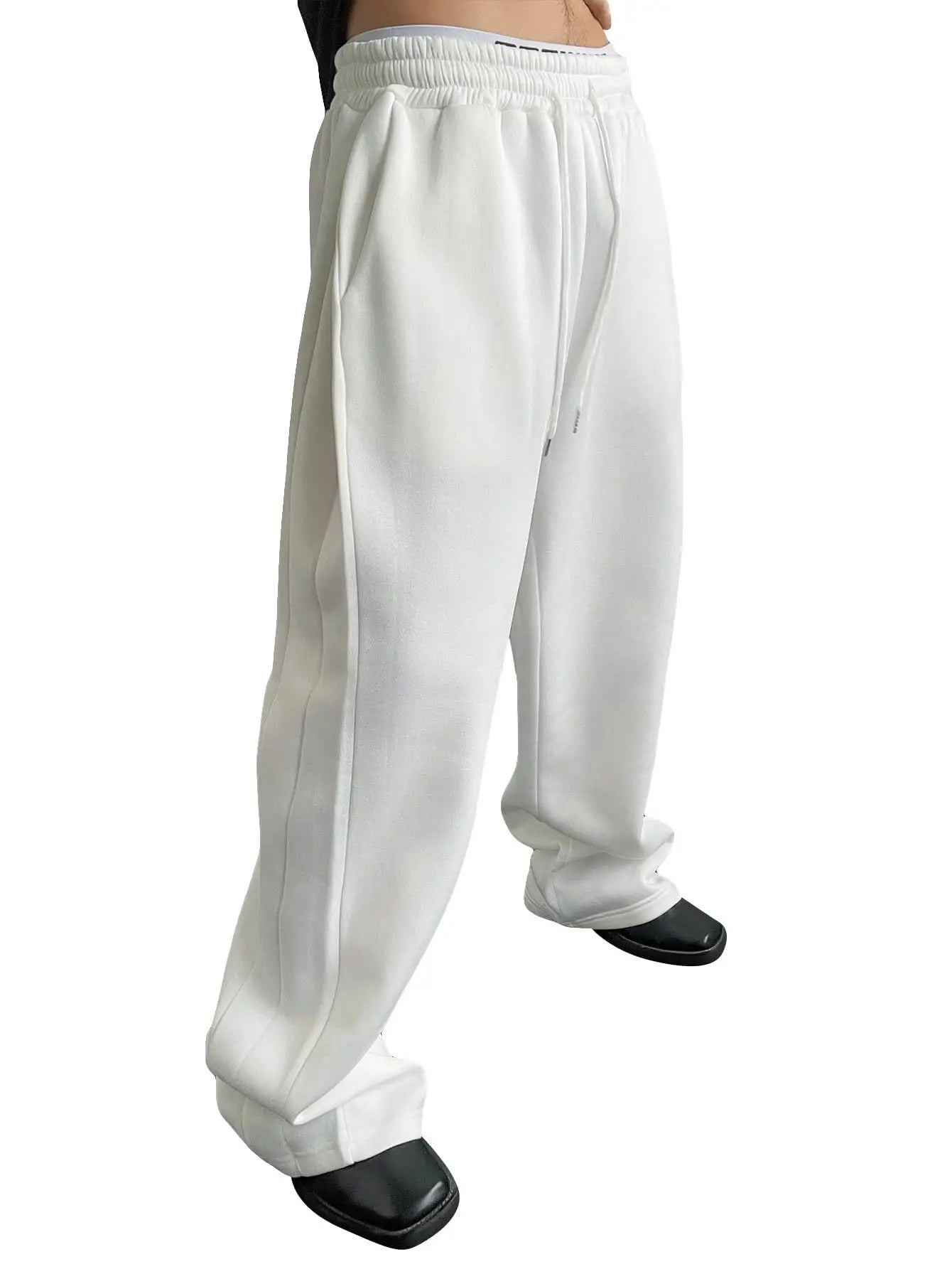 2025 men's sweatpants with drawstring waist, straight leg, wide leg, loose fit, sports pants with pockets