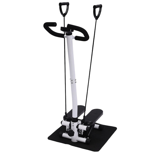Fitness Stepper With Handlebars, Adjustable Height Hydraulic Stair Steppers with Resistance Band, Loading 150kg/330lbs