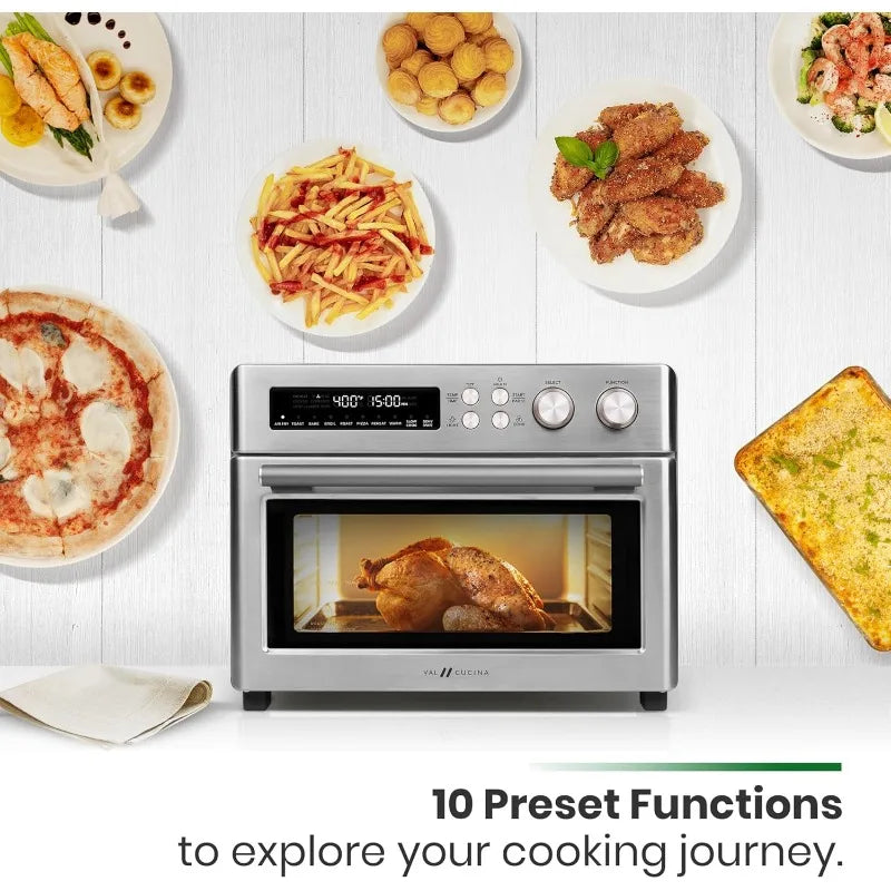 Infrared Heating Air Fryer Toaster Oven, Extra Large Countertop Convection Oven 10-in-1 Combo, 6-Slice Toast, Enamel Baking