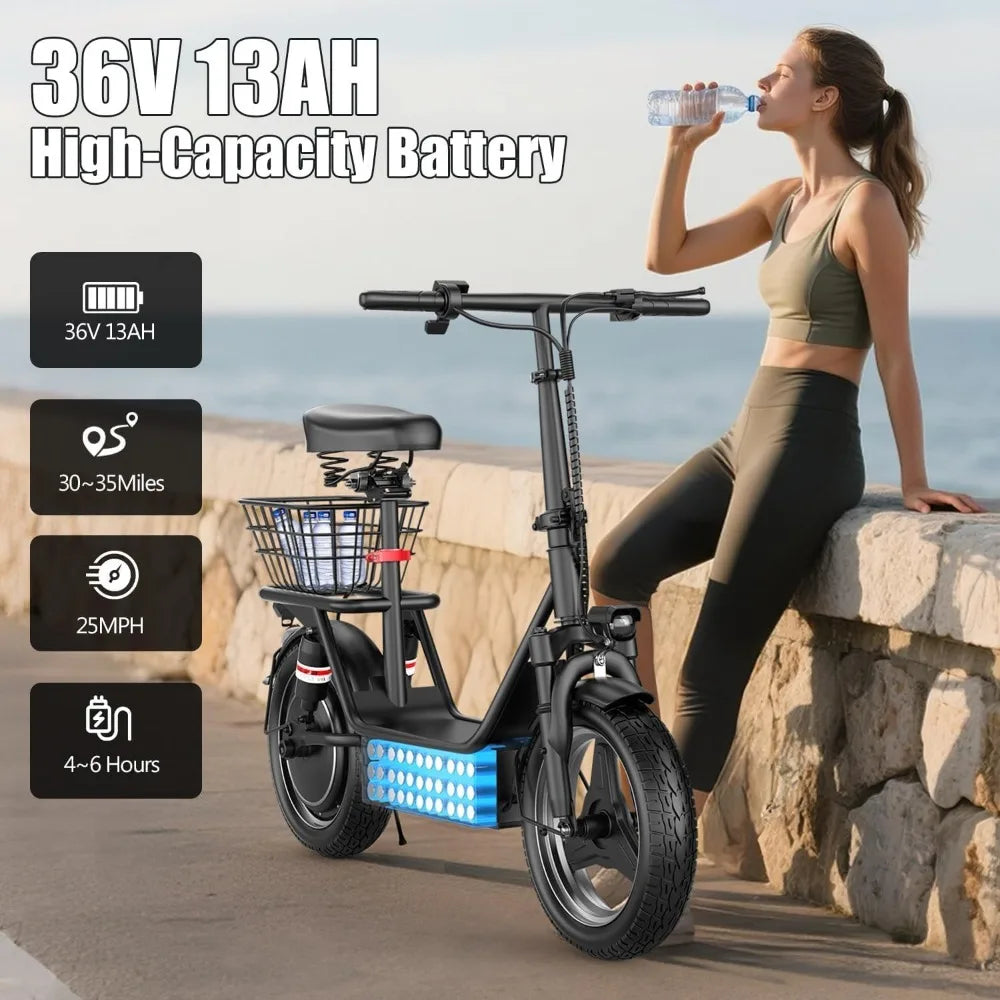 Electric Scooter for Adults, 650W/1000W Peak Motor, 20-25 MPH and 25/35Miles Long Range, 14" Foldable Commuting Electric