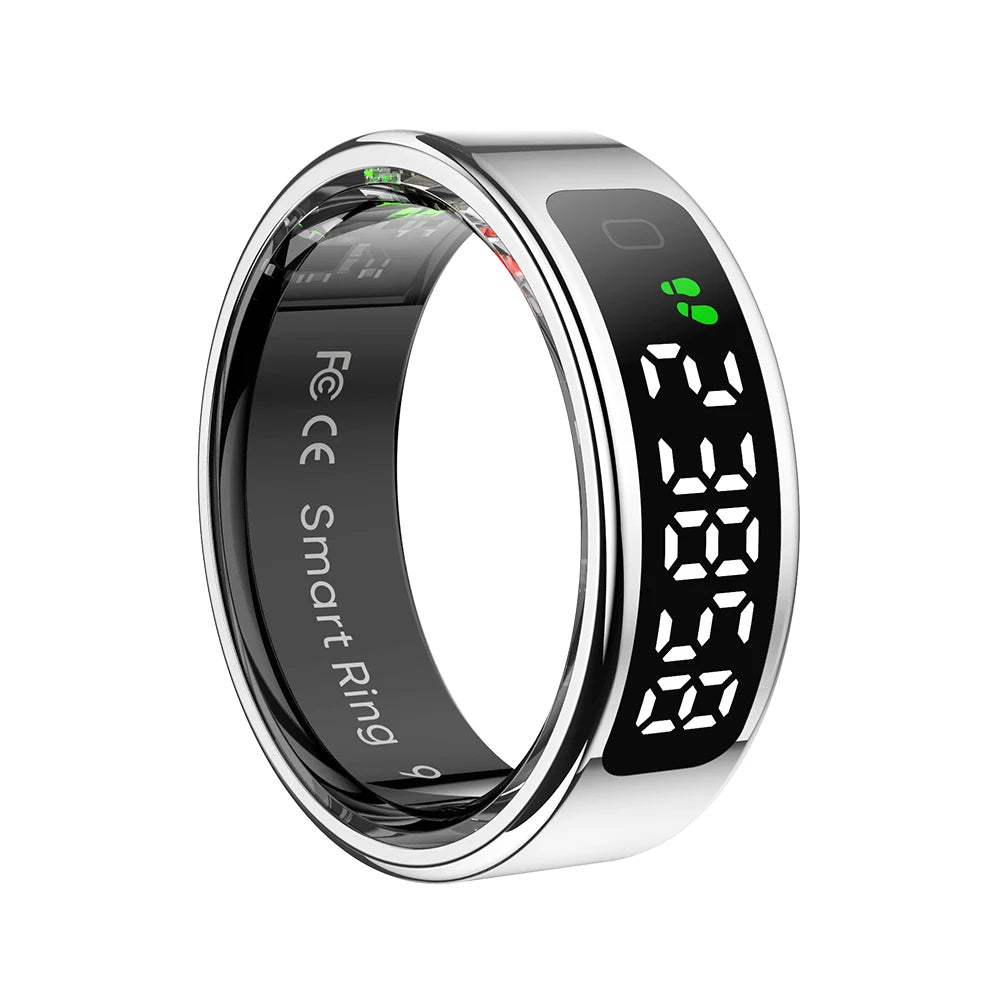 R11 Smart Ring with Display Screen and Touch Health Manager Wireless Charging Fitness Ring 5 ATM Waterproof for Android & iOS