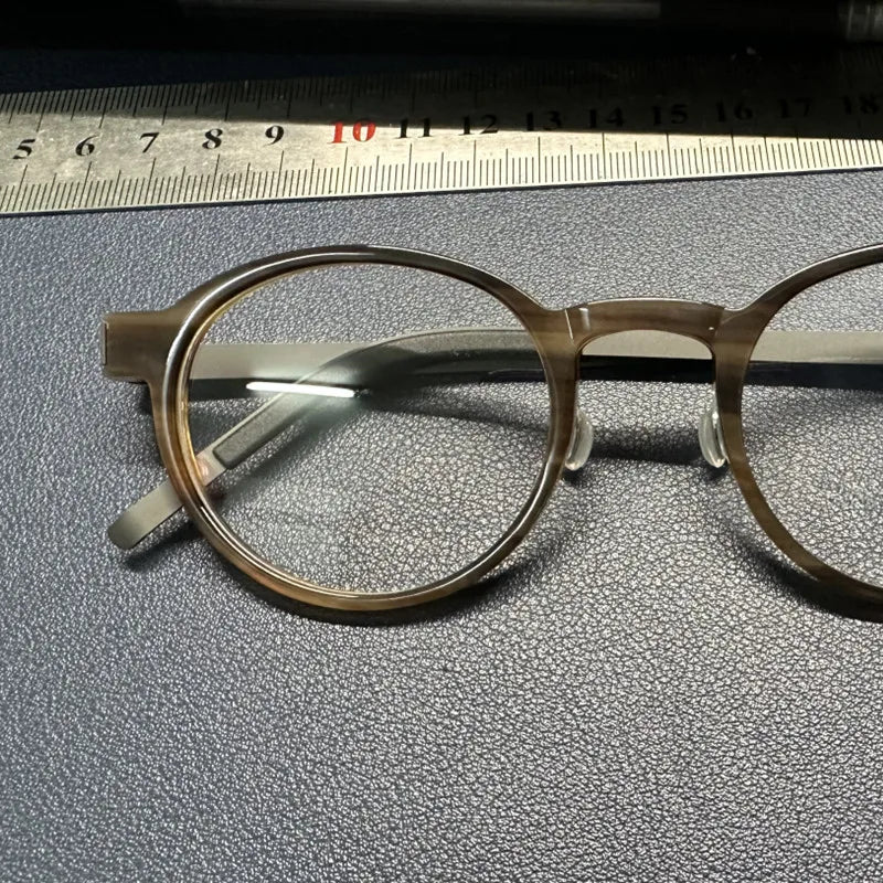 Buffalo Horn Titanium Glasses Frame Men Women Retro Round Myopia Optical Eyewear Denmark Prescription Eyeglasses Frames 1823