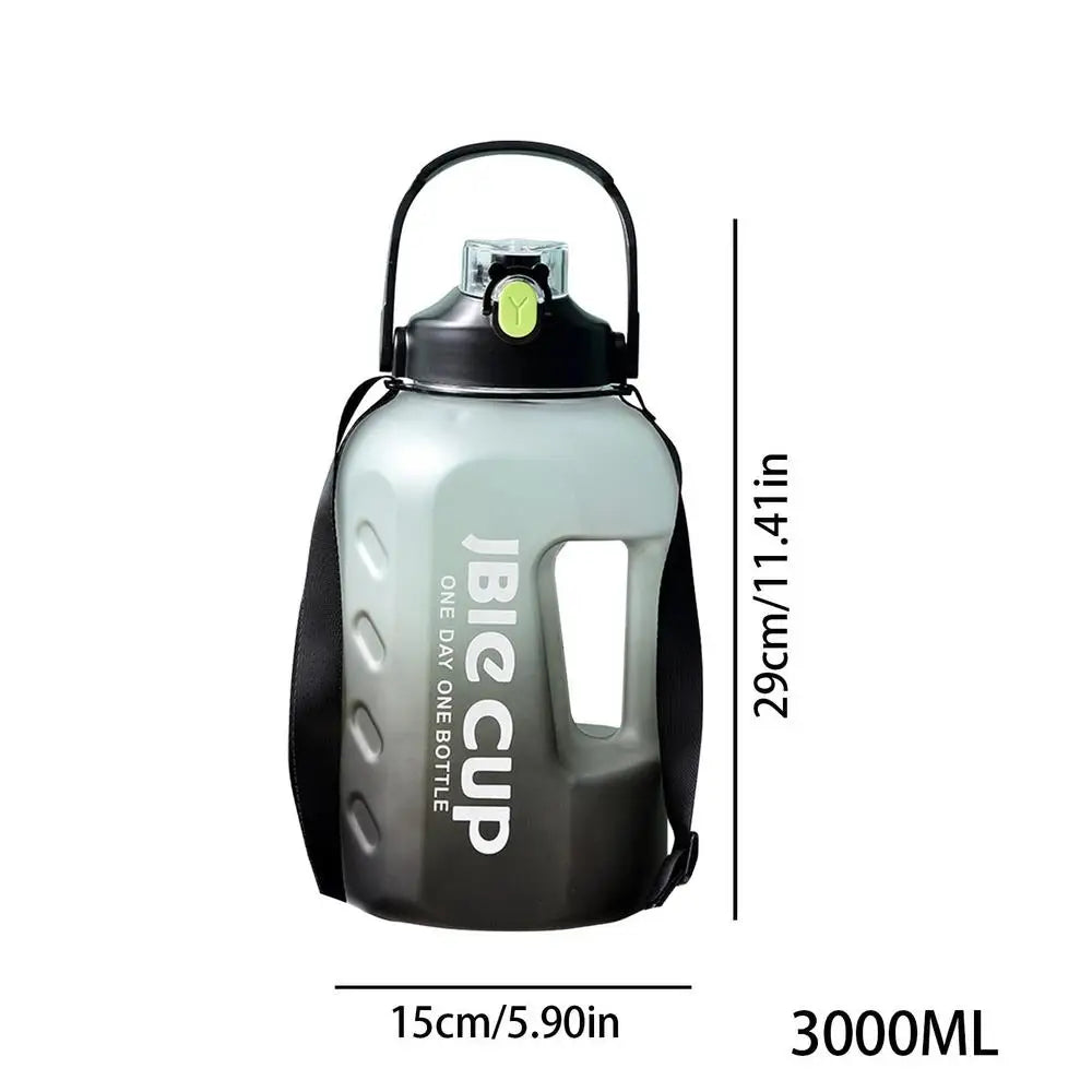 3 Liter Gradient Sports Water Bottle With Handle Men Women Fitness Water Bottles Outdoor Cold Water Bottles With Time Marker