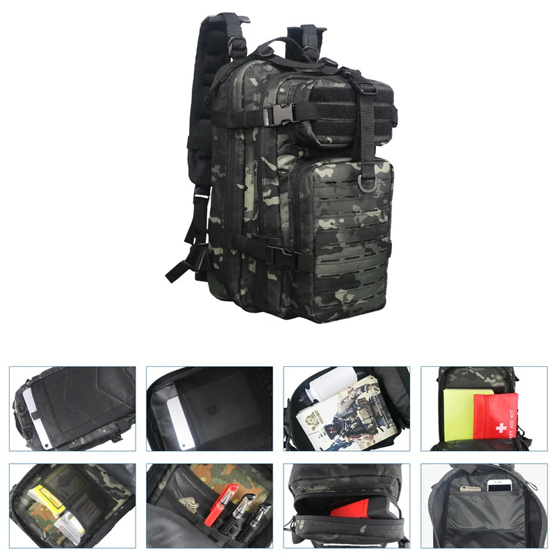 30L Military Tactical Backpack for Men, Survival Hiking Camping Travel Backpack Riding Daypack