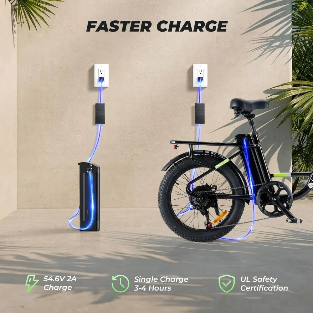 U7 Electric Bike for Adults, 20 mph Cargo Ebike 1000W Peak Adult Electric Bicycles, 55 Miles Range E Bike, 48V 10.4Ah - Hot Sale