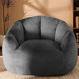 Giant Bean Bag Chair for Adults - Comfy Plush Round Shell Soft Accent Chair, Oversized Cozy Lounge Floor Sofa Reading Chair, Min