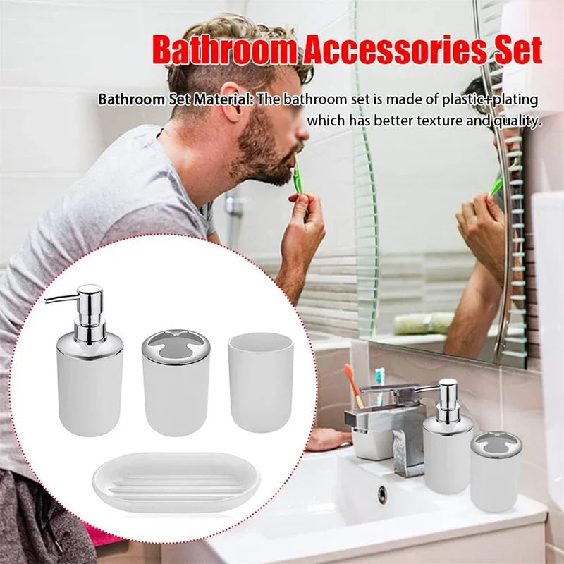 Wash Set Bathroom Decoration Accessories Lotion Bottle Soap Dish Mouthwash Cup Black Tray Household Bathroom Supplies