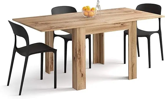 , Square extendable Dining Table, Eldorado, 35.4(70.9) x35.4 in, Rustic Oak, for 4-8 People, Expandable Dining Table for Kitchen