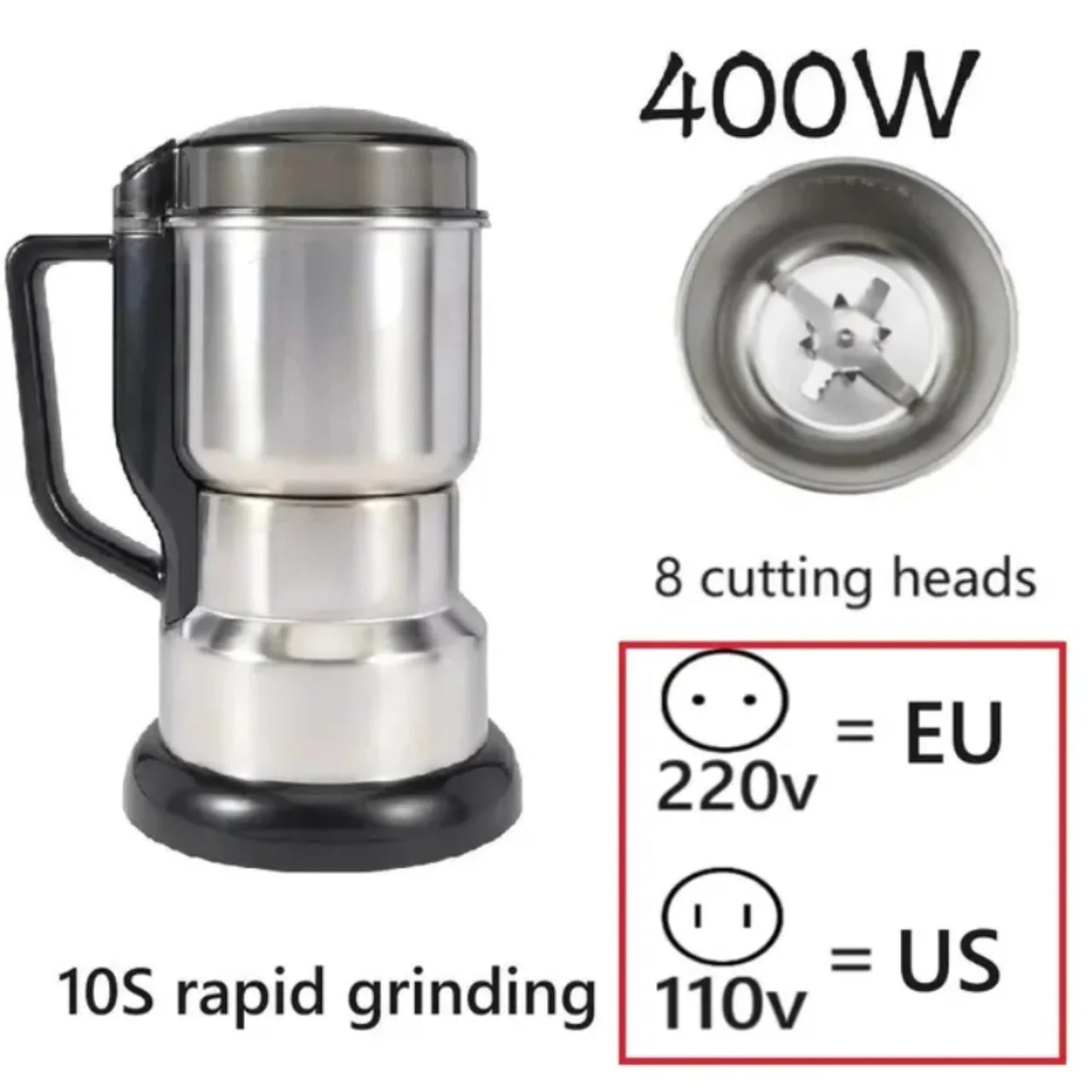 High Power  Coffee Grinder Kitchen Cereal Nuts Beans Spices Grains Machine Multifunctional