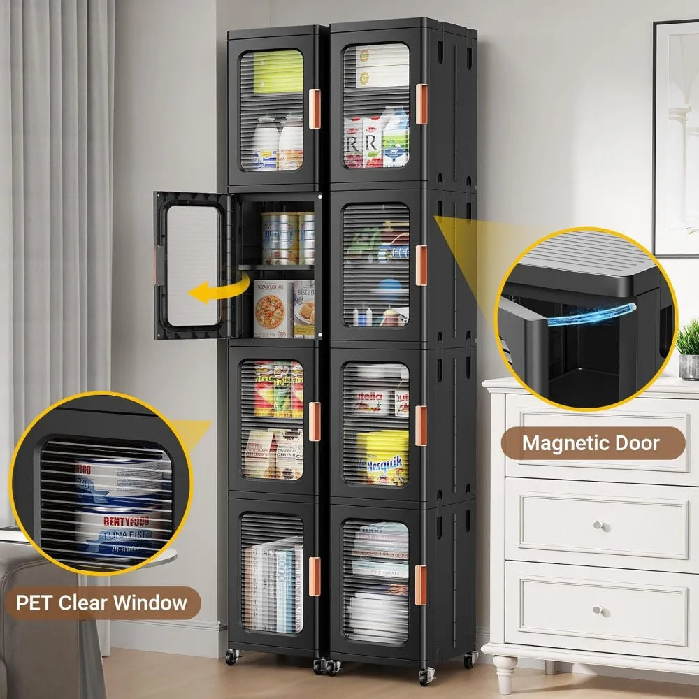 Adjustable Door and Shelf Plastic Storage Cabinet for Slim Spaces, Ideal for Kitchen Pantry and Narrow Bathroom Organizers