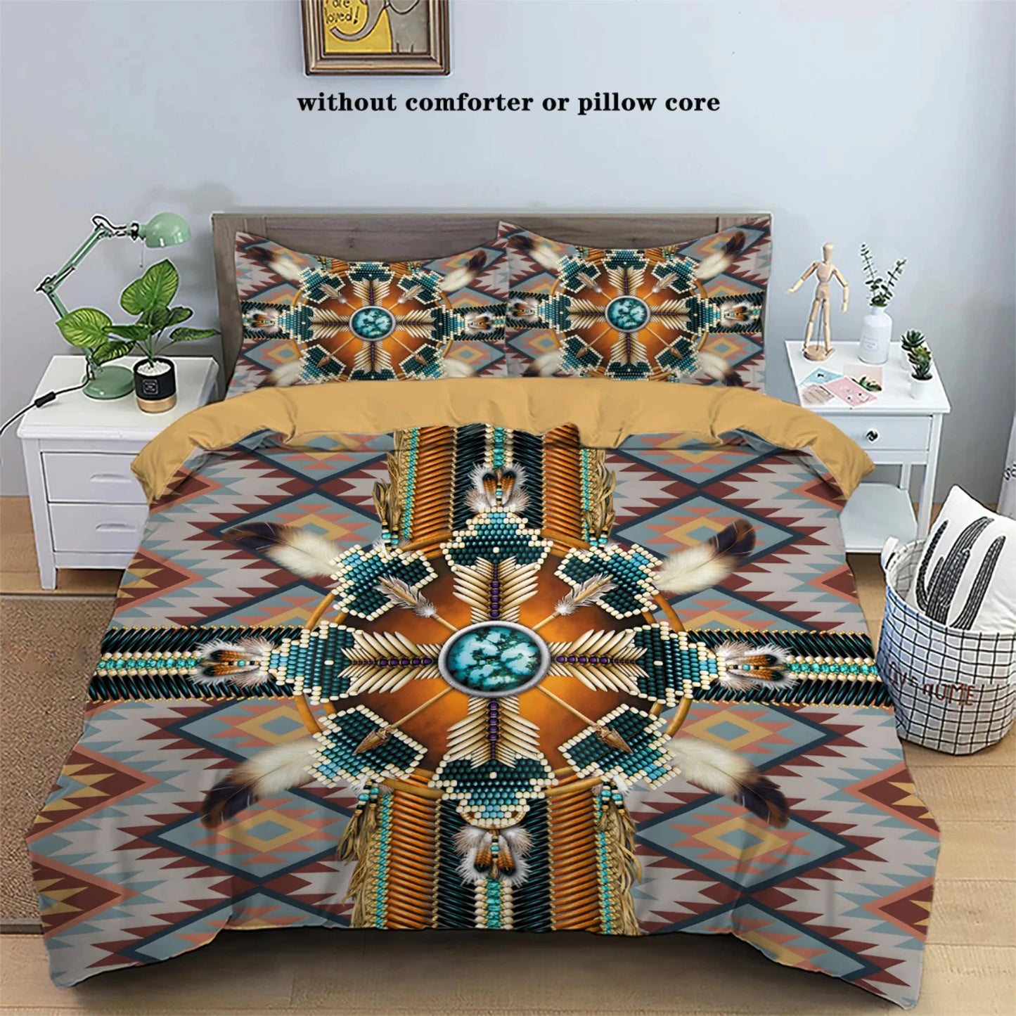 Trendy Western Tribal Style Bead Printed Bedding Set for Single and Double Beds - 3pcs Duvet Cover Perfect for Bedrooms, Hotels,