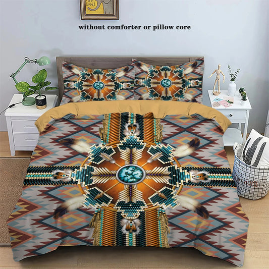 Trendy Western Tribal Style Bead Printed Bedding Set for Single and Double Beds - 3pcs Duvet Cover Perfect for Bedrooms, Hotels,