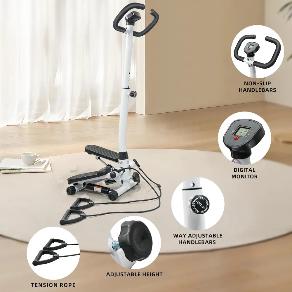 Home Adjustable Height Stepper Exercise Machine for Men and Women, Includes Resistance Bands, Supports Up to 300lbs