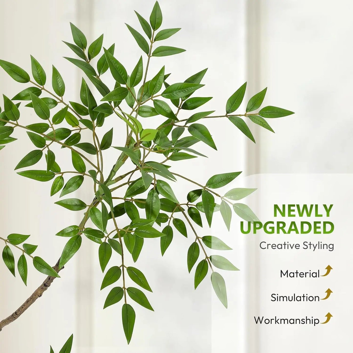 Artificial Trees Faux Plant In Pots with Lifelike Leaves, Large Fake Nandina Tree for Home Office Indoor Outdoor Balcony Decor